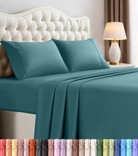 Utopia Bedding Queen Bed Sheets Set - 4 Piece Bedding - Brushed Microfiber - Shrinkage and Fade Resistant - Easy Care (Queen, Denim Blue)