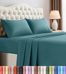 Utopia Bedding Queen Bed Sheets Set - 4 Piece Bedding - Brushed Microfiber - Shrinkage and Fade Resistant - Easy Care (Queen, Denim Blue)