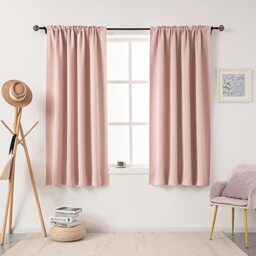 DUALIFE Blush Pink Curtains for Bedroom Small Windows - 45 Inch Length Rod Pocket Thermal Insulated Block Out Soundproof Curtains for Living Room Set of 2 Panels (Blush Pink 54x45)