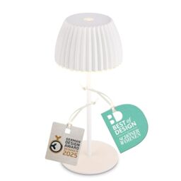 BRILONER - Riffle Mini Rechargeable LED Table lamp IP44 with Light Edge, 8.5x20cm, Touch, Replaceable Battery, LED Light, Battery Table lamp, Bedside lamp, German Design Award Winner 2025, White