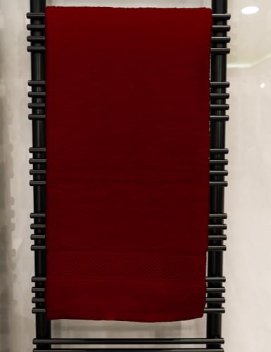 Jenny Sesal Large Plain Bath Towel 90 x 140 cm 100% Cotton with Sponge from Portugal (Bordeaux)