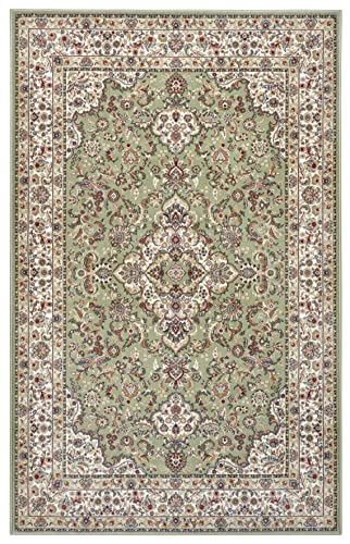 Nouristan Zahra Design Oriental Rug - Oriental Rug Short Pile Oriental Living Room Rug Oriental Ideal for Living Room, Kitchen, Bedroom, Office, Dining Room - Sage Green Cream, 80 x 150 cm