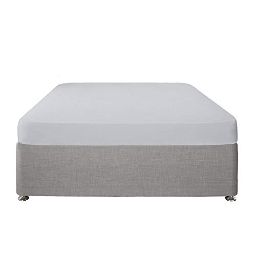 Serene - Silver Fitted Sheet - 32cm Deep - Super King Size Bedding (200 x 180 x 32cm) - Soft Polycotton - Elastic Corners - Silver Bedding - Silver Bed Sheets - Washable Bedding & Linen in Silver Grey