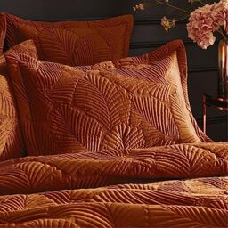 Paoletti Palmeria Quilted Pillowcase, Rust