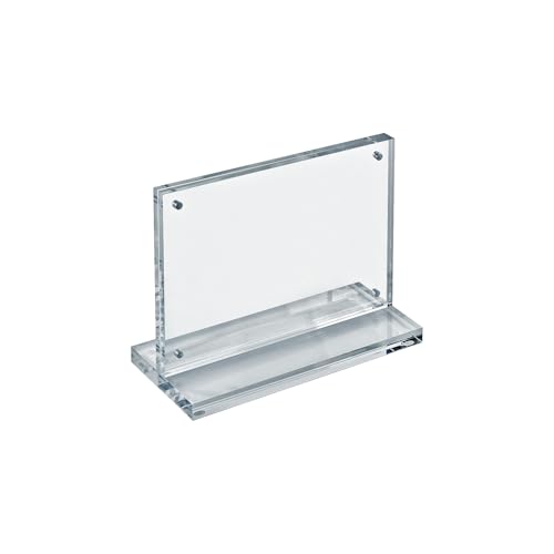 Azar Displays 104775 Slim Deluxe Acrylic Block Photo Frame 7'' x 5'' on Acrylic Base with Magnet Closure and Rubber Bumpers, Horizontal/Vertical