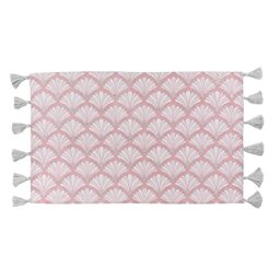 Douceur d'Intérieur Rectangle MAT+Pompons, Cotton Polyester Nylon, Pink, 50 x 80 CM