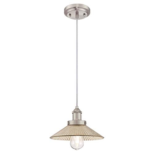 63388 Bonnie One-Light Indoor Pendant, Brushed Nickel Finish with Ribbed Antique Mirror Glass