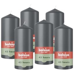 Bolsius – Essentials – Smooth Pillar Candle – Grey – 13 cm – Decorative Candles – Contains Natural Plant-Based Wax – Without Palm Oil