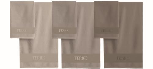 hermet Iron Bath Towel Set, 6 Pieces, 3 Face Towels 60 x 100 cm + 3 Guest Towels 40 x 60 cm, 100% Cotton