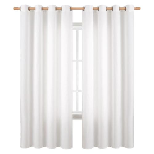 BGment Pure White Curtains 72 Inches Long for Living Room, Flax Linen Curtains Burlap Textured Thick Light Filtering Privacy Grommet Window Curtain Drapes for Bedroom, 2 Panels, 52 x 72 Inch