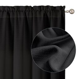 "Chyhomenyc Black Curtains 54 Inch Length 2 Panels, Faux Linen Textured Semi Sheer Light Filtering Soft Airy Rod Pocket Window Treatment Drapes for Living Room Bedroom, Each 30"" Wx54 L"