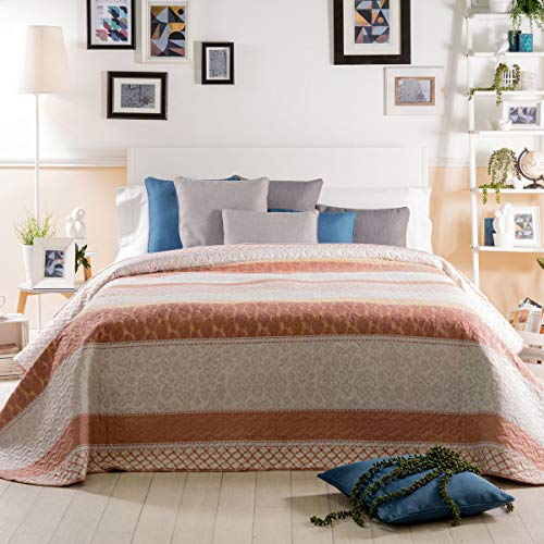 Sancarlos Country – Printed Bedspread, 100% Polyester, Grey 200 x 270 orange
