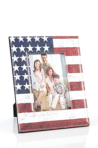 Eurofirany Ceramic Picture Frame with USA United States Flag 13 x 18 cm Multi-Coloured 13 x 18 x 4 cm