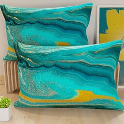 PETTI Artigiani Italiani - Pair of Pillow Cases 50 x 30 cm in Microfibre, Cushions for Bedroom Furniture, Sofa, Living Room, Set of 2 Cushion Covers, Blue Marble Pillowcase, 100% Made in Italy