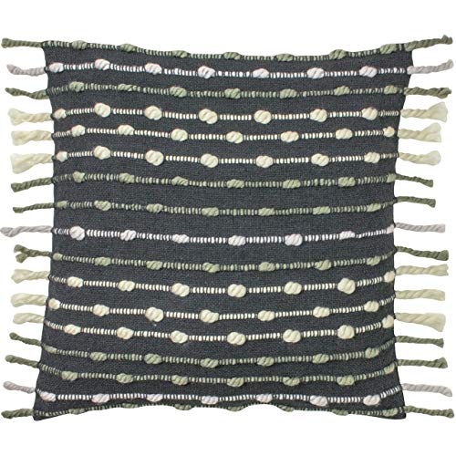 furn. Dhadit Polyester Filled Cushion, Cotton, Polyester, Charcoal/Natural