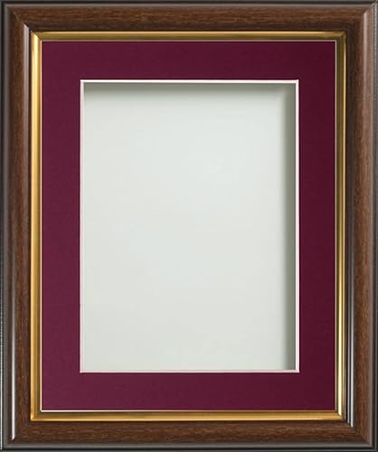 Frame Company Eldridge Mahogany Photo Frame with Plum Mount, 12x10 for 6x4 inch, fitted with perspex
