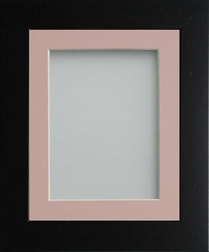 Frame Company Watson Matte Black Picture Photo Frame fitted with Perspex, A2 with Pink Mount for image size A3