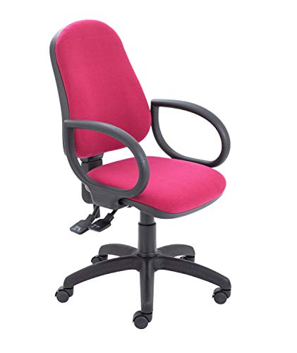 Office Hippo 3 Lever Swivel Desk Chair, Asynchro Mechanism, Height Adjustable Back, Fixed Arms, Fabric, Claret Red
