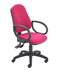 Office Hippo 3 Lever Swivel Desk Chair, Asynchro Mechanism, Height Adjustable Back, Fixed Arms, Fabric, Claret Red, One Size
