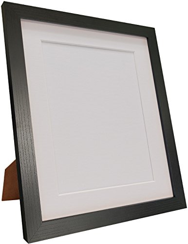 Q7 Picture Photo and Poster Frame, Black Ash with White Mount, 50 x 40 cm Image Size A3, Plastic Glass