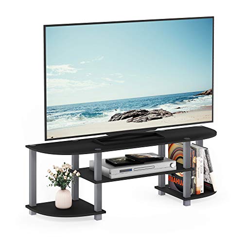 Furinno TURN-S-TUBE TV Stand, Entertainment Center for TV up to 55 Inch, TV Console Table with Open Storage Shelves, for Living Room, Bedroom, Black