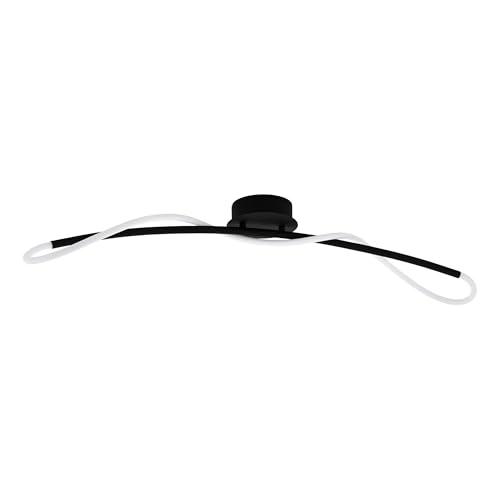 EGLO Egidonella LED Ceiling Light, 1 Bulb Ceiling Light, Living Room Lamp, Kitchen Lamp Made of Steel and Plastic, Hallway Lamp Ceiling in Black, White, L 90 cm