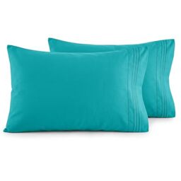 Elegant Comfort Luxury Ultra-Soft 2-Piece Pillowcase Set - 1500 Premium Hotel Quality Microfiber Double Brushed - Wrinkle Resistant, Standard/Queen, Turquoise