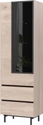 Germania Display Cabinet 1267-627 GW-Cantoria, in Oak/Black, with One Door and Two Drawers, Door with Glass Insert, 64 x 206 x 40 cm (W x H x D)
