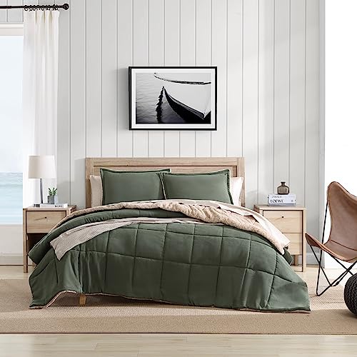 Nautica Reversible Microsuede Bedding with Matching Sham(s), Casual Home Decor, Polyester, Beckett Green, Queen