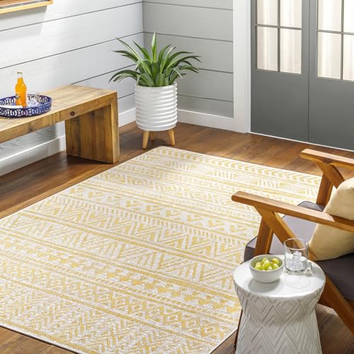 Livabliss Diksha Alora Indoor Outdoor Rug – 160x230 cm, Mustard & Ivory