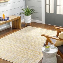 Livabliss Diksha Alora Indoor Outdoor Rug – 160x230 cm, Mustard & Ivory