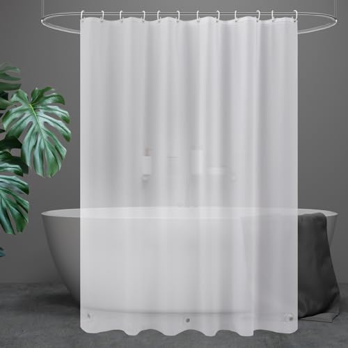 UFRIDAY Frosted 74 inch Shower Curtain Liner,PEVA Plastic Waterproof Long Shower Curtain Liner with 3 Big Bottom Magnets 74 inch Long Length with Rustproof Grommets Frosted Shower Curtain,71x74