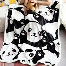 FairyShe Panda Plush Blanket Sherpa Fleece Blanket,Soft Warm Fuzzy Throw Blankets Kids or Adults for Crib Bed Couch Chair Four Seasons Living Room Travel Outdoor(50 x 60 Inch,Cute Panda)