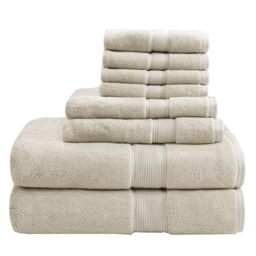 Madison Park 800GSM 100% Cotton Luxurious Bath Towel Set, Natural, Multi-Sizes