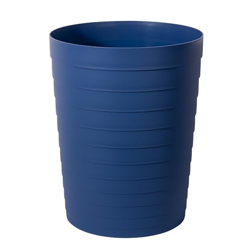 UUJOLY Small Bathroom Trash Can Wastebasket, Plastic Garbage Bin Container Basket for Bathrooms, Laundry Room, Kitchens, Offices, Kids Rooms, Dorms, Navy Blue, 1.8 Gallon