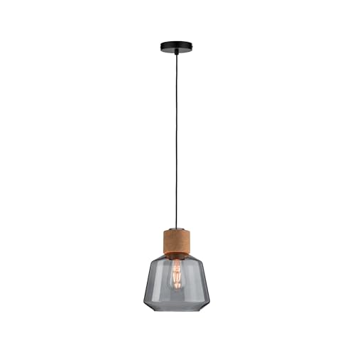 Paulmann 79739 Neordic Elia Pendant luminaire max. 1x20W Pendant lamp for E27 Lamps Ceiling lamp Smoke Glass/Cork/Black 230V Without lamp