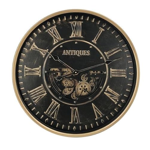PRENDELUZ Black and Gold Wall Clock 60x60x8cm with Movement, Estandar