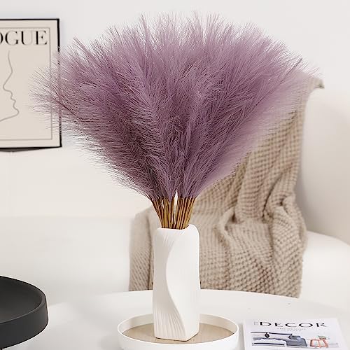 Wertuirk Purple Pampas Grass Decor - 30pcs 24 Inch Small Faux Pampas Grass Decor, Artificial Pompas Floral for Vase Filler, Table Centerpieces, Kitchen and House Decor (Purple)