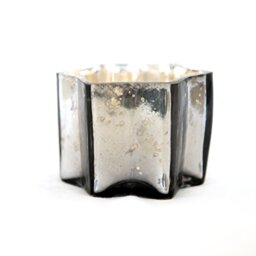 Insideretail Christmas Mercury Glass Star Tea Light Holders with Distressed Gun Metal Foil, Gum Metal, 7 x 7 x 7 cm