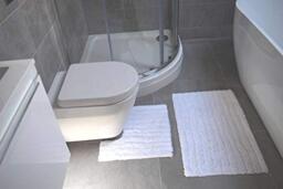 Rapport Finley Bath Set, 100%-cotton, White, Bathmat (50x80cm), Pedestal mat (50x50cm),FINLBS-2-PC-WHIT