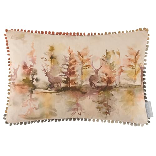 Voyage Maison Wilderness Feather Filled Cushion – Woodland Watercolour Cotton Blend Luxury Home Decor (Plum - 40x60cm)