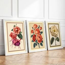 Botanical Rose Collection Botanical Set of 3 Framed Wall Art Prints A4