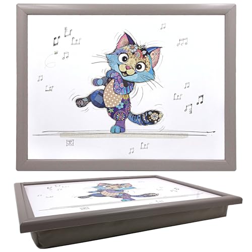 Lesser & Pavey Bug Art Keira Kitten Kitchen Accessories Serving Food Tray - Soft Cushion Base, Durable Wooden Top, Relaxed Meal Support, Lightweight Home Accessory