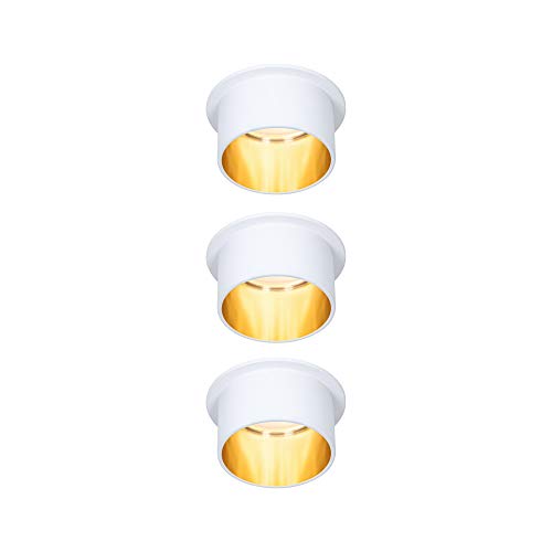 Paulmann 93381 LED recessed luminaire Gil 3-Step-Dim Round incl. 3 x 6 Watt dimmable White matt Gold recessed Spotlight Aluminium spot 2700 K Coin