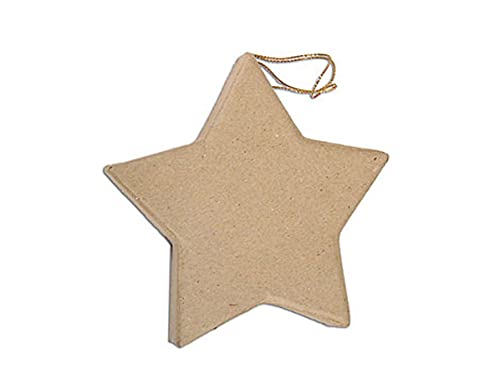 INNSPIRO Paper mache pendant flat star 12x1 cm., crafts, creative activities and gifts, to personalize and decorate.