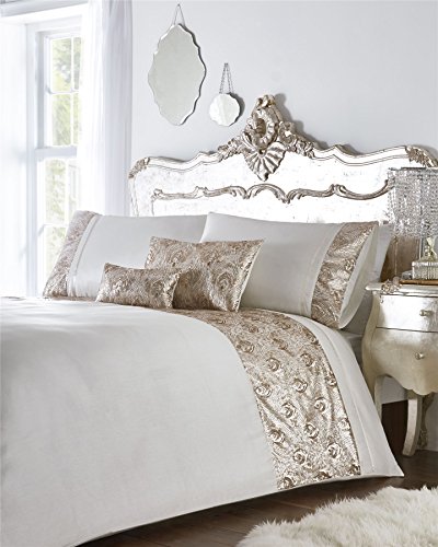 Krista Duvet Cover, Polycotton, Cream/Rose Gold, Super king