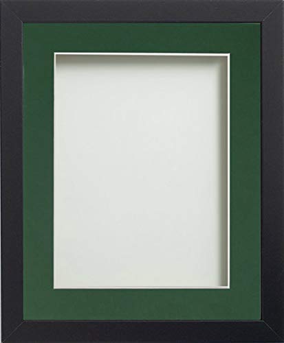 Frame Company Allington Black Photo Frame with Bottle Green Mount, A4 for 9x6 inch, fitted with perspex