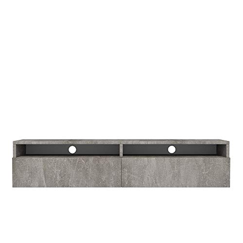 Selsey REDNAW - Modern TV Stand/TV Cabinet with 2 Drawers / 140 cm Concrete Grey