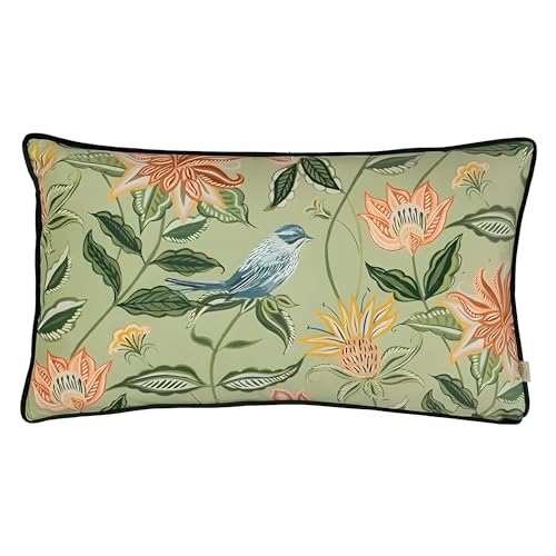 Evans Lichfield Chatsworth Aviary Feather Filled Cushion, Sage, 30 x 50cm