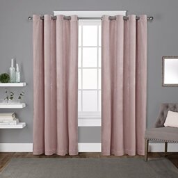Exclusive Home Curtains Velvet Grommet Top Panel Pair, Blush Pink, 54x84, 2 Piece